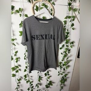 Kittenish Gray Short Sleeve Tee with Bold Graphic